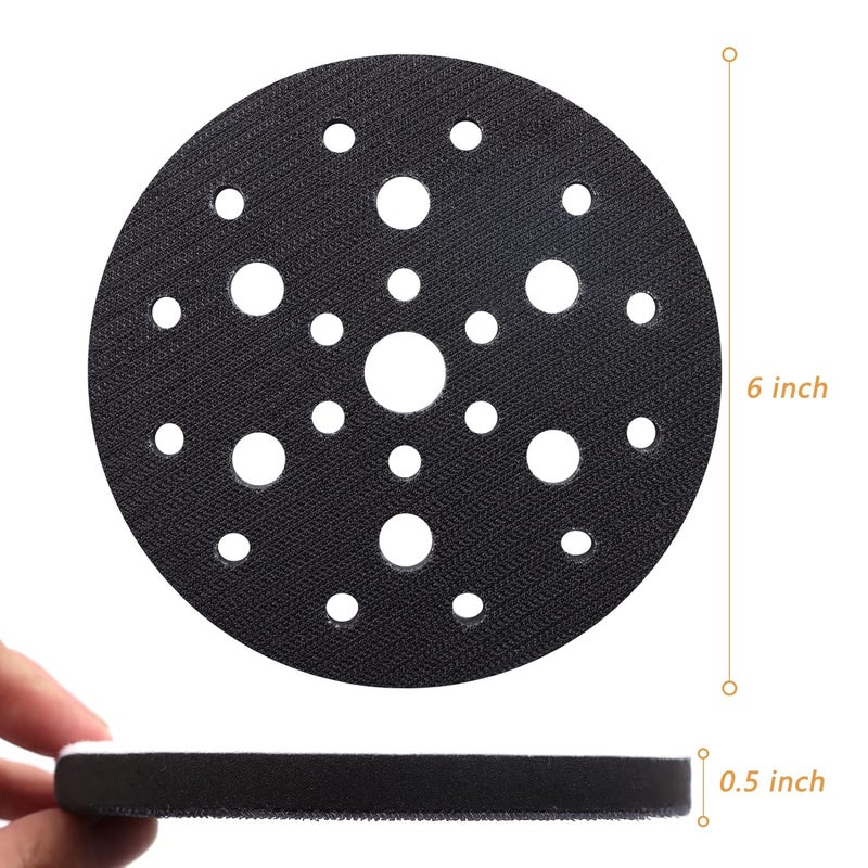 SIJDIEE 5 Pack Interface Pads, 6 Inch 25 Holes Hook and Loop Soft Density Sponge Cushion Buffer Backing Pad, Foam Sanding Interface Pads for Orbital Sander Automotive Woodworking Polishing - Image 3